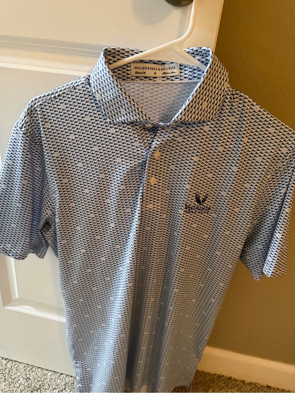 Holderness & Bourne Men’s Blue Micro-Pattern Polo